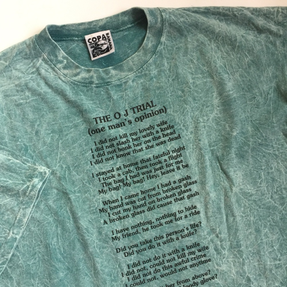 Vintage 90s Single Stitch OJ Simpson Trial Poem T-shirt